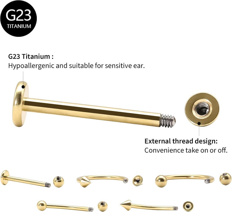 BLISI G23 Solid Titanium Eyebrow Piercing Jewelry, Gokd Black Rose Gold Silver Pink Rainbow Eyebrow Rings 16G Curved Barbell,Tiny Vertical Labret Lip Jewelry Rook Piercing Jewelry for Women and Men - Image 4